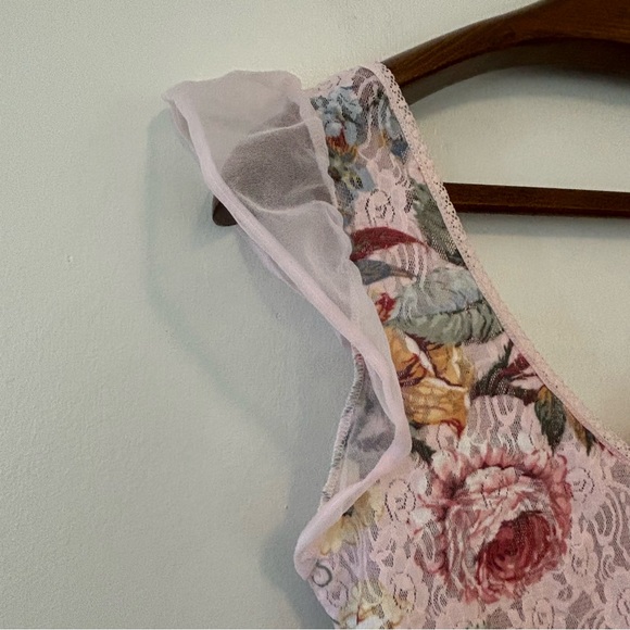 Vintage Etage by Brandywine pink floral nylon teddy lingerie medium - Picture 3 of 8